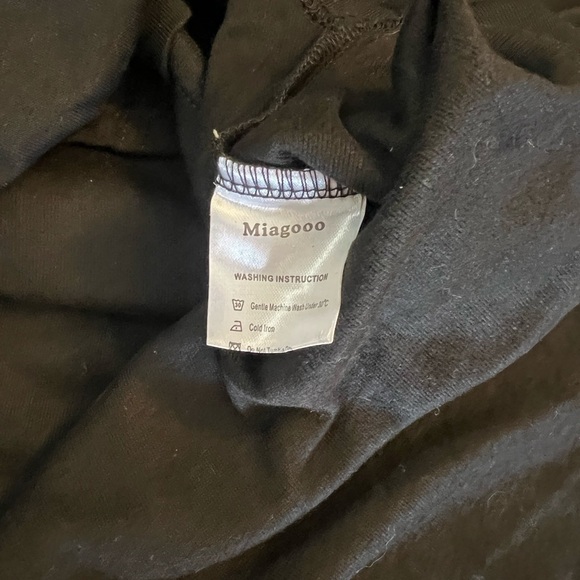 L New Miagooo Two Tone Assymetrical Hem Pocket Hoodie Tunic Black Gray Large - Picture 6 of 10